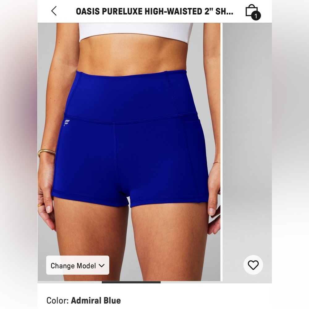 Fabletics Oasis Pureluxe High-Waisted 2” In seam short in Admiral Blue